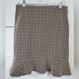 Blue and tan Loft skirt with flounce hem - size M